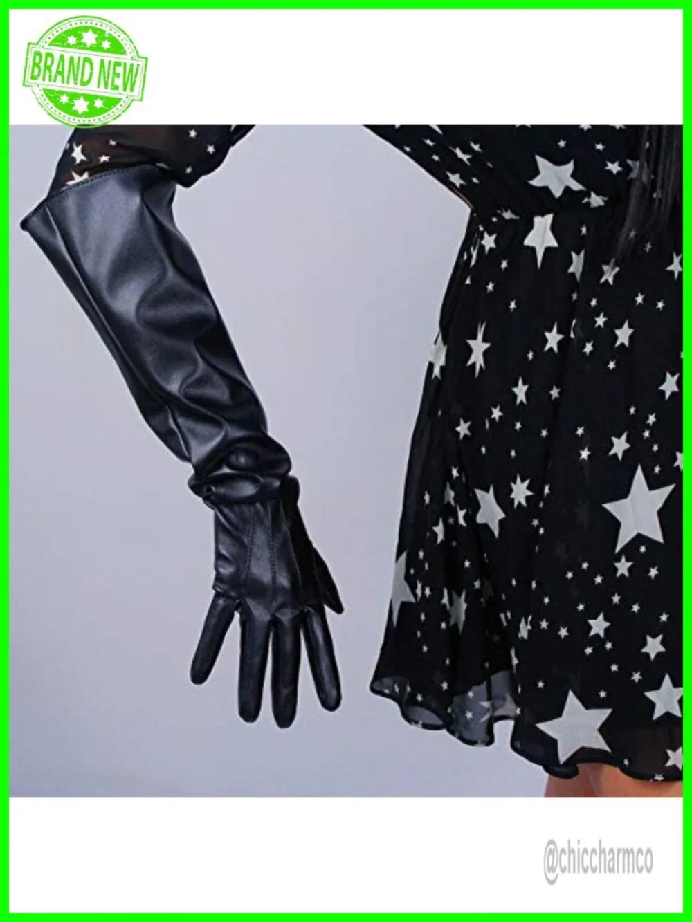 Elbow-Length Wide PUFF Gloves Faux Leather Unisex Costume Dance Party